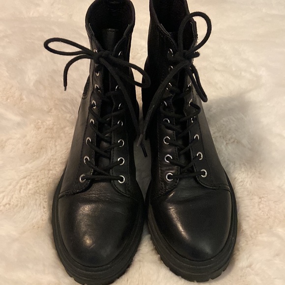 Franco Sarto Combat Boots Lug Sole Black Sz 7.5 - Picture 2 of 9